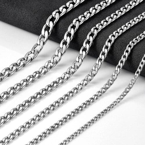 Wholesale Mens Necklace Round Cuban Link Chain Steel Tone Stainless Steel Punk Boy Women Jewelry Gifts