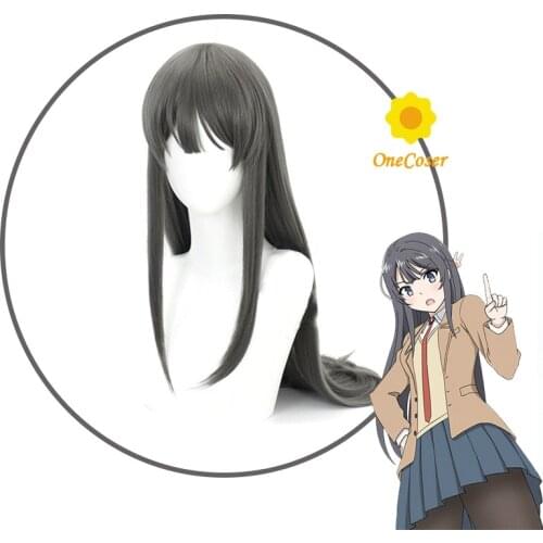 Sakurajima Mai Cosplay Wig Rascal Does Not Dream Of Bunny Girl Senpai Long Straight Gray Wig Heat-resistant Fiber Hair+Wig Cap