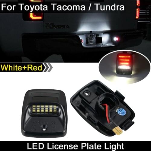 2Pcs For Toyota Tacoma 2005-2015 Tundra 2000-2013 High Brightness Red+White LED License Plate Light Number Plate Lamp