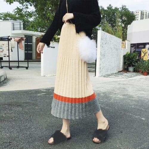 Casual Visual Kei Clothing Jeans Skirt for Women Pleated Maxi Skirt Korean Long Brown Skirts