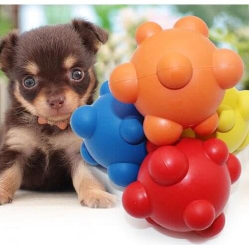 Rubber Dog Chew Ball Pet Leakage Food Play Ball Puppy Food Dispenser Interactive Toy Dogs Dental Teething Training Toys