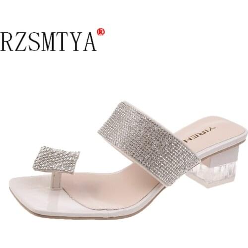 Women Fashion Summer Crystal Sandals Rhinestone High Heels Open Toe Shoes Woman Colorful Lady Beach Slippers Sandalias