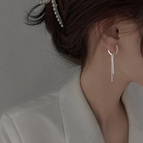 Drop Hoop Earrings For Women Tassel Long Chain Sweet Simple Fashion Korea New Hot Student Daily Lady Party Gift Jewelry BOYULIGE