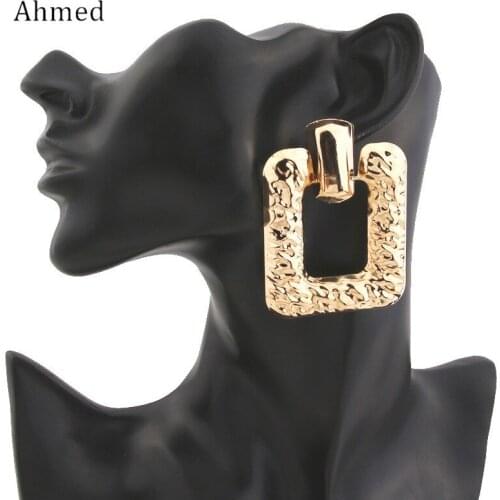 Ahmed ZA Gold Color Drop Dangle Geometric Earrings for Women Bohemian Wedding Party Fashion Pendant Earring Charm Trendy Jewelry