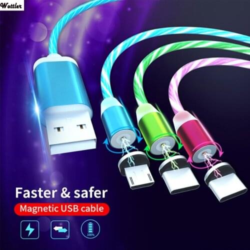 Flowing Colors LED Glow USB Charger Type C Cable for Android Micro USB Charging Cable for iPhone X for Samsung Charge Wire Cord