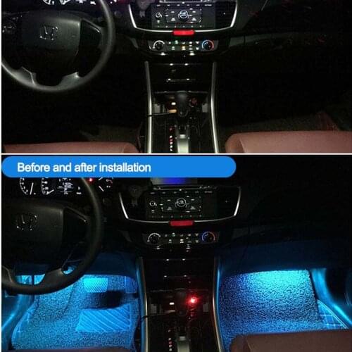 Interior Wireless Lamp Car Foot Ambience LED RGB Strip Welcome Decor Lamp Remote Colorful Voice Control Lighting In The Car