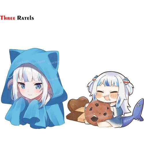 Three Ratels A292 Gawr Gura Hololive Anime JDM Car Sticker For DIY Decal For Suitcase Luggage Laptop Motorcycles Auto Pvc Decal