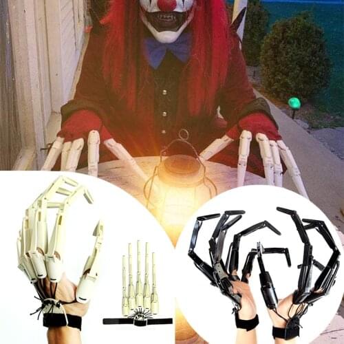 Halloween Decoration Articulated Fingers Flexible Joint Finger Halloween Party Cosplay Costume Props Horror Ghost Claw Gloves