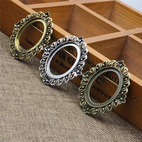 Fit 30x40mm Vintage Oval Blank Setting Bezel Blank Base Glass Cabochon Brooch Base For DIY Making Accessories 5pcs K05366