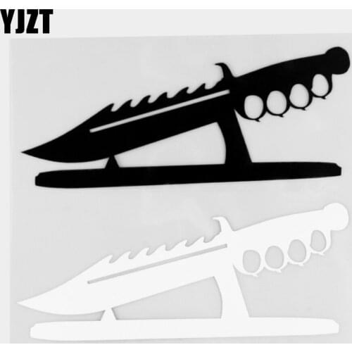 YJZT 7×15.4CM Military Steel Knife On Exquisite Vinyl Decal Knife Holder Cool Dazzle Car Sticker Black / Silver 20C-0461