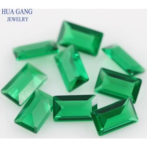 Green Nano Stone Rectangle Shape Step Cut Synthetic Gems For Jewelry Making 1.5x2mm-8x10mm Free Shipping