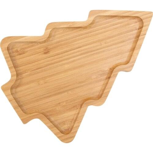 1 Pc Christmas Tree Shaped Plate Salad Tray Sushi Dish Cartoon Tray (Wood Color)