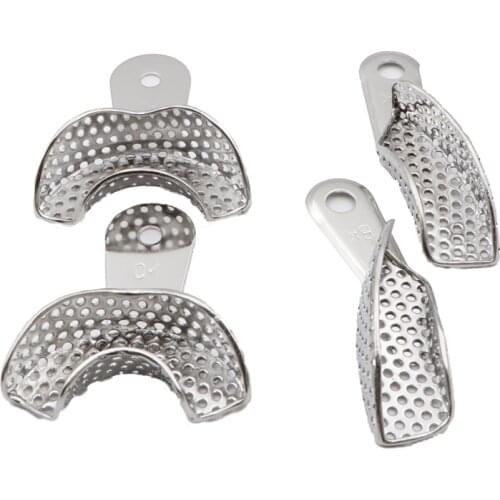 2 pairs Stainless Steel Tray for Dental Half Mouth Partial Mold Tray Accurate