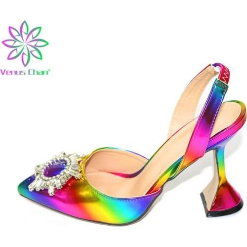 2020 INS Hot Selling Mature Lady Multi Color Shoes African Women Shoes for Wedding Party