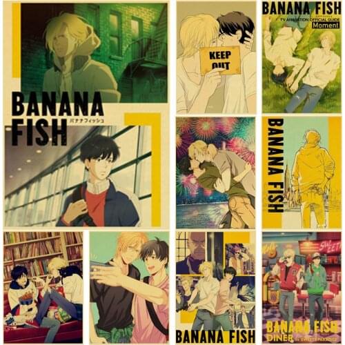 2021 Buy 3 Get 4 Japanese Anime Banana Fish Retro Posters Art Movie Painting Kraft Paper Prints Home Room Decor Wall Stickers
