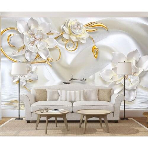 3D flower Wallpaper For Walls 8D wall Gold stickers for living room and TV Wallpaper paper mural 3d Wall Mural decorate