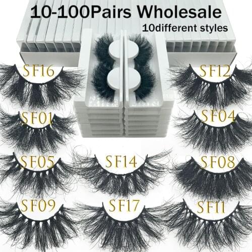 Mikiwi Wholesale Lot Long Mix Pairs 100% 3d Mink Cruelty Free Eyelashes Reusable Soft Fluffy Messy Handmade Makeup False Lashes