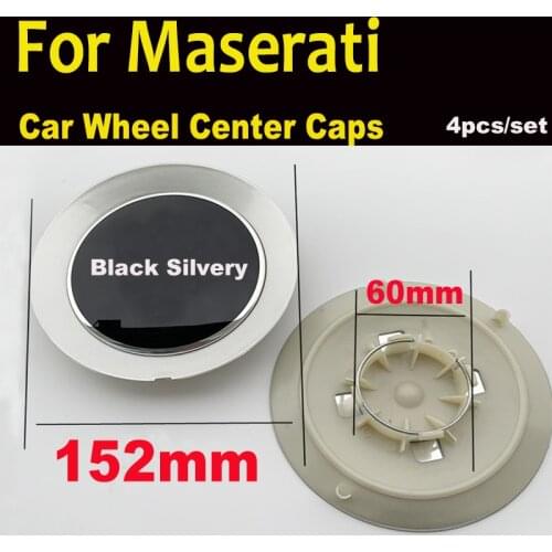 4PCS Car Styling for Maserati Ghibli 2014-2018 Black Silvery 152mm Car Wheel Center Cover Caps Wheel Hubcap Rim Emblem 15.2cm