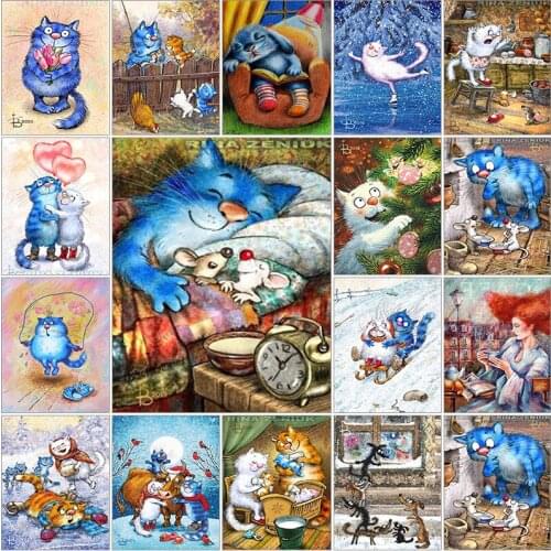 5d diamond painting kit 3D Cat cartoon animal color art complet cuadros Cross stitch full square embroidery dirll drawing mosaic