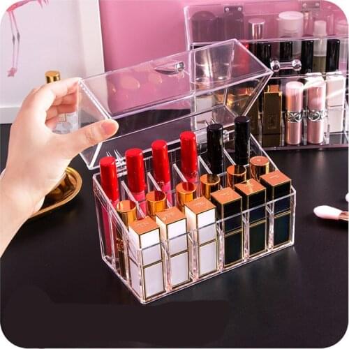 Acrylic Makeup Organizer Clear Cosmetic Jewelry Storage Box Double Open Cover Women Cosmetic Storage Drawer Desktop Make Up Case
