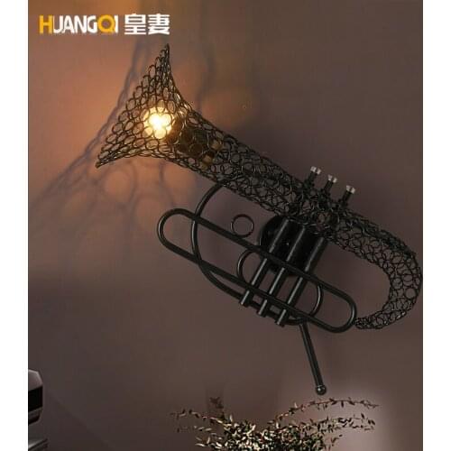 Amercian Industrial Countryside Vintage Saxophone Wall Lamp Decorate for the Coffee Room / Bar / Living Rooom Wall Light