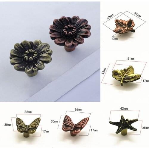 Antique Starfish Butterfly Handle Drawer Knobs Leaf Furniture Bronzed Handle Alloy Door Kitchen Cupboard Dresser Cabinet Pulls