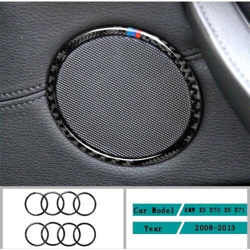 Carbon Fiber Car Accessories Interior Car Horn Decoration Protective Cover Trim Stickers For BMW X5 E70 X6 E71 2008-2013