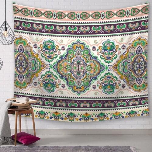 Champagne Mandala Flower Pattern Tapestry for Livingroom Photography Wall Decor