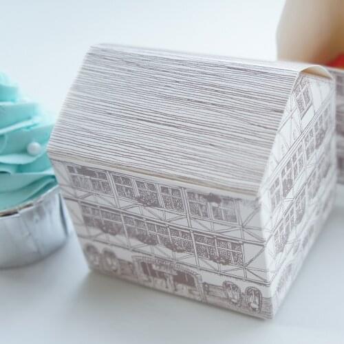 8*7.4*8cm 10 Pcs house style paper box as wedding birthday favor box chocolate cookie candy packaging