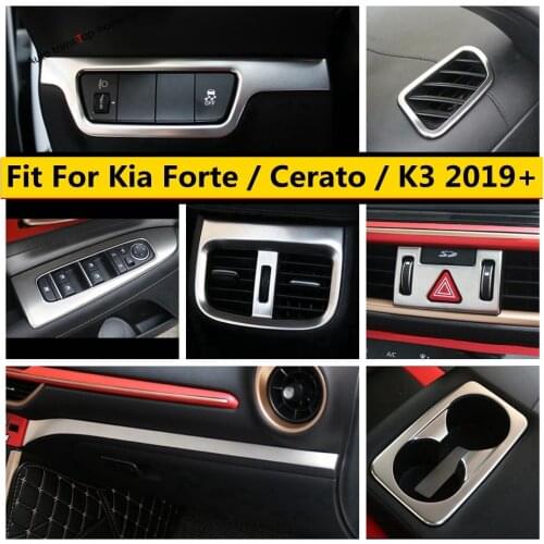 Central Control Strip / Warning Light / Water Cup Holder Panel Cover Trim Stainless Steel For Kia Cerato Forte K3 2019 - 2021
