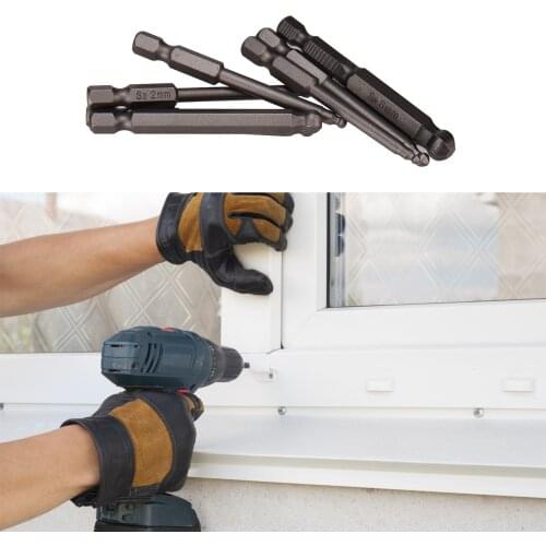 7Pcs Electric Ball End Hex Screwdriver Magnetic Head Allen Bits Hex Shank 1/4 Inch Hand Tools 65mm Long Metric 65MM Screwdrivers