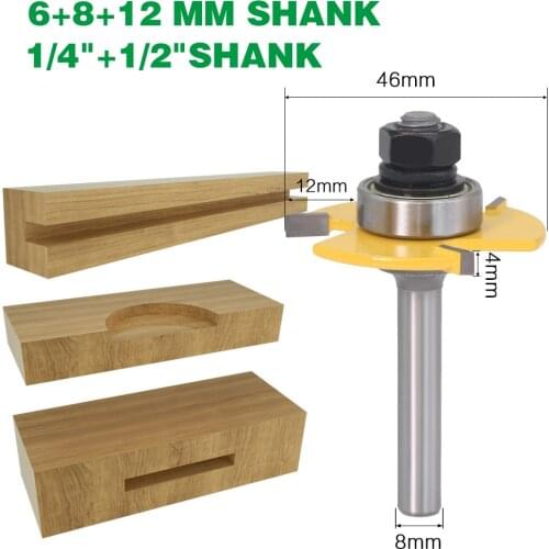 1PC 1/2" 1/4" 6MM 8MM 12MM Shank Milling Cutter Wood Carving Groove Joint Assembly Router Bit Set Wood Cutter Tools For Joinery