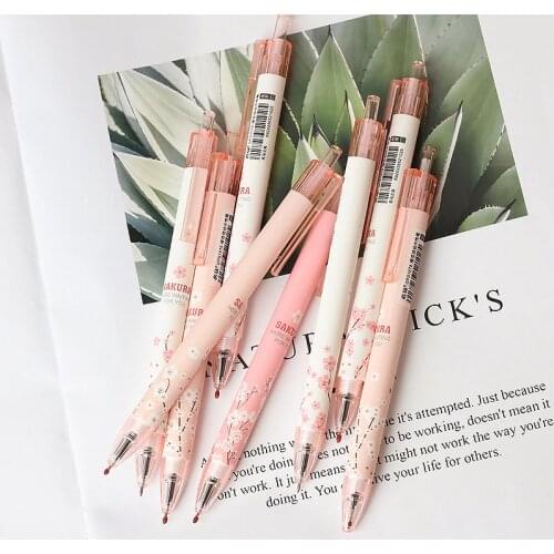 Cherry Blossoms Press Gel Pen 0.5mm Black Ink Office Signing Pen Cute Stationary Supplies 1pcs