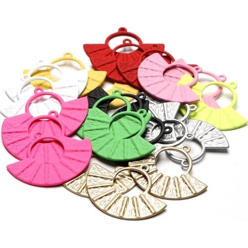 Geometric single hanging fan-shaped brass jewelry accessories punk temperament necklace earrings personalized tassel pendant