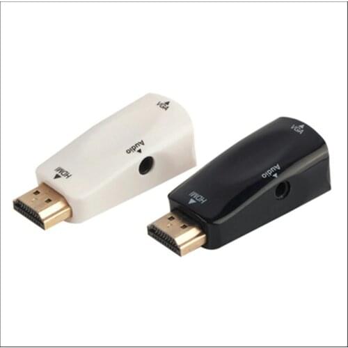 HDMI Male To VGA Female Converter Box Adapter With Audio Cable For PC HDTV + 3.5mm AV Audio Cable For PC