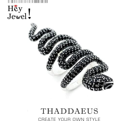 Long Black Snake Ring,Europe Style Heart Vintage Good Jewerly For Girls Women,2020 Gift In 925 Sterling Silver,Super Deals