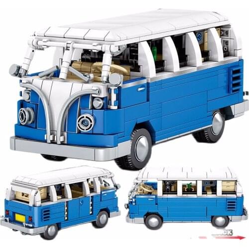 City Pull Back Classic Bus technical Car MOC Model Building Blocks Creator Mechanic Truck Vehicle Bricks Toys For Children Gifts