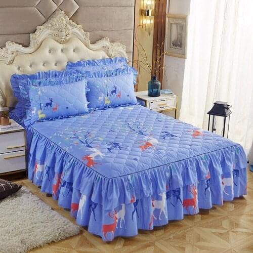 Korean Princess Bed Skirt Winter Thick Warm Lace Bed Sheet Dust Protection Cover Non-slip Bed Skirt