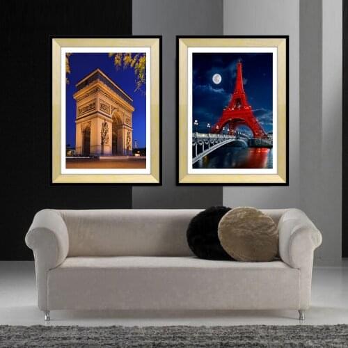 Creative paris modern wall pictures art canvas printings Triumphal arch building landscape canvas wall art for living room decor