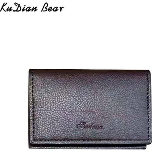 KUDIAN BEAR PU Leather Men Wallet Fashion Male Hasp Coin Money Bag Short Purse Lychee Pattern Card Holder Case FED777 PM49