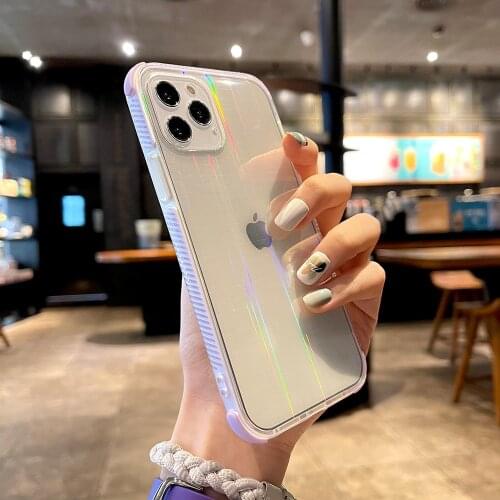 Laser Colorful Shockproof Phone Case for Iphone 12Pro 11 12 Pro Max X XR XS 7 8 Plus SE 2020 Transparent Cover Silicone Coque
