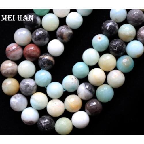 Meihan Free shipping 6mm 8mm 10mm 12mm natural faceted round colorful amazonite beads for jewelry making design or gift