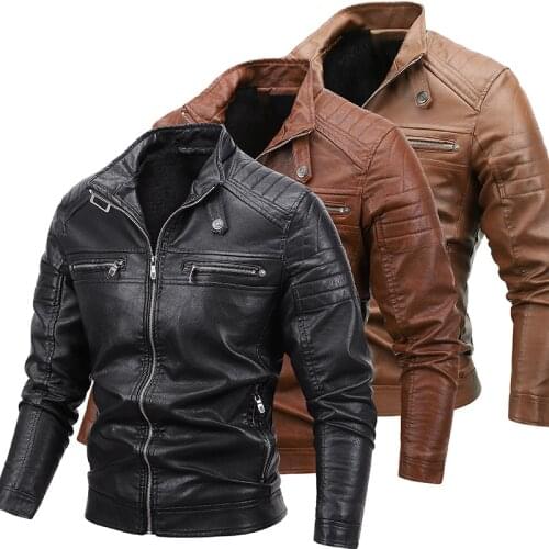 Mens Motorcycle Leather Jackets Men Autumn Winter Faux Leather Zipper Windproof Jackets Fashion Casual Coats 2021 New Jackets