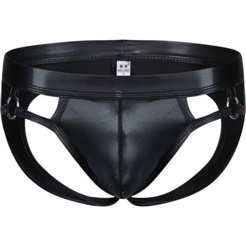 Man Underwear Sexy Faux Leather Open Butt Gay Men Briefs Underwear Gay Funny Backless Jockstrap Underpants