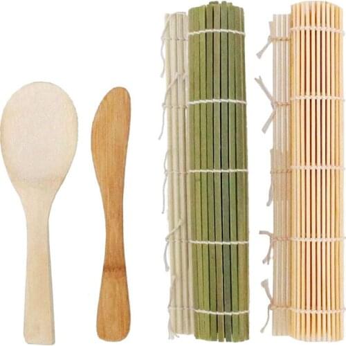 Sushi Maker Kit Sushi Mold, Rice Roll Mold Cooking Tools,Set for Sushi Roll Bamboo Mats and Utensils Roller Mat