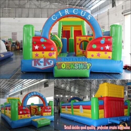 New Model Circus Inflatable Jump House Clown, Kids Bounce World With Slides