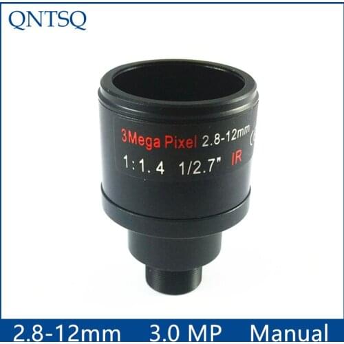 Free shipping CCTV camera lens 3.0mp 2.8-12mm Fixed Iris Varifocal lens,1/2.7" D14 or M12x0.5 Mount F1.4 for Security Camera