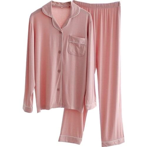 Modal Couple Pajamas Set for Men and Womens Long-sleeved Trousers Women Home Clothes Plus Size Two-piece Suit for Homewear