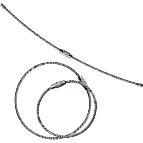 EDC Cable Key Steel Hang Wire Chain Tag Screw Rope Keyring Loop Circle Bushcraft Kit Lock Gadget Ring Keychain Hanging Tool