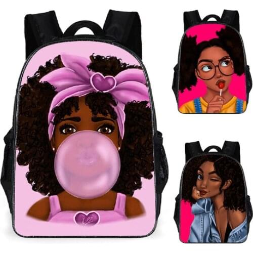 African Girl School Backpack Nylon Student Bookbag Travel Laptop Daypack with Shoulder Bag Pencil Case for Teenager